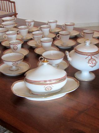  Service à dessert, thé et café en porcelaine fin XIXème