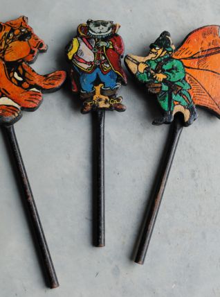 Marionnettes de theatre en bois vintage
