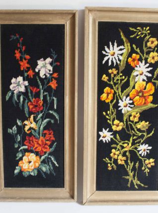 canevas de fleurs vintage encadrés 