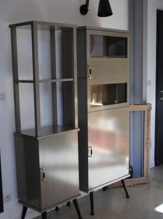 Vitrine bibliothèque Formica vintage année 50