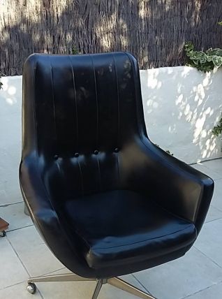 Pur fauteuil vintage années 50/60 SKAÏ noire