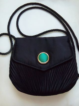 Pochette de soirée noire à porter en bandoulière ou à l'épaule, vintage