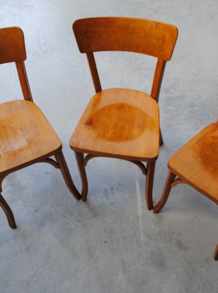 3 Chaises de bistrot Emile Baumann vintage années 50