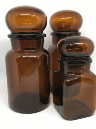 Flacons de verre 70s brun ambré