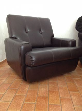 Fauteuil vintage en Skaï marron