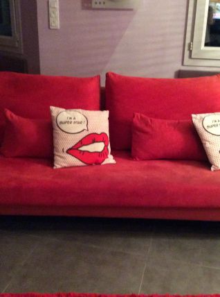 Canapé 3 pieces rouge et orange