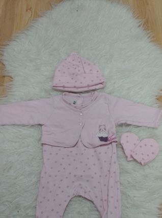 Pyjama + bonnet + moufles 3 mois Marèse