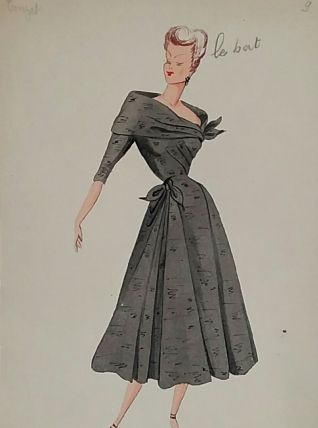 Croquis Mode 1950 série de robes suite