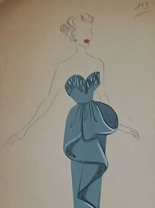 Croquis Mode 1950 / Robes du soir