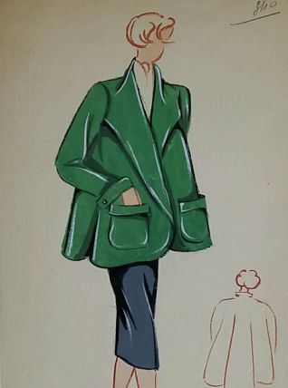 Croquis Mode 1950 Manteaux
