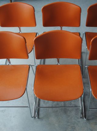 Suite 6 chaises signées Max-Stacker édition Steelcase des années 70
