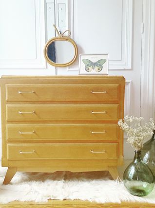 Belle commode en chêne pieds compas années 50