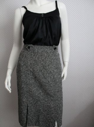 Jupe droite "Gérard Darel" laine tweed chiné T 38