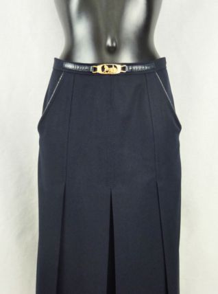 Jupe Céline vintage en laine bleu marine Taille 36
