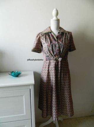 Robe imprimé fleuri paisley vintage 40's