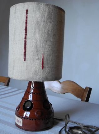 Lampe Vintage Poterie Abat-jour tissé