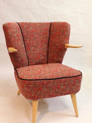 Fauteuils vintage année 60 accoudoirs suspendus refait neuf.