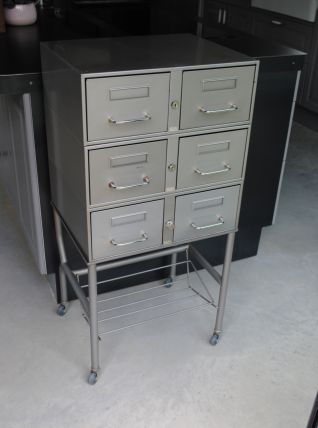 Meuble industriel 6 tiroirs sur roulettes