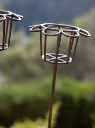 3 piques porte-bougie en fer forgé pour jardin