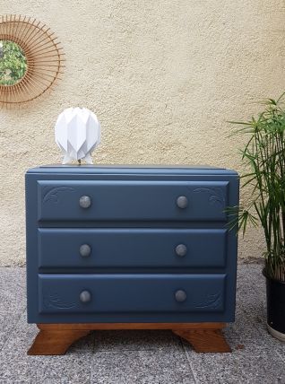 Commode vintage bleu et bois