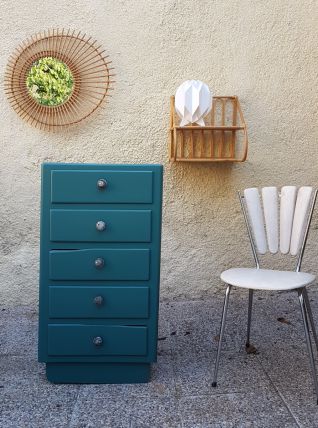 chiffonnier en bois vintage vert emeraude