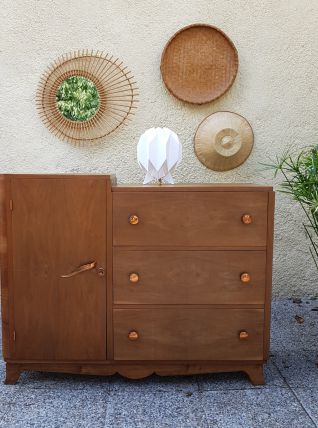 commode en bois vintage asymétrique