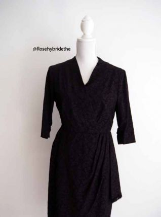 Robe porteuille brocart violine vintage 50's 60's