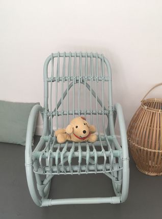 Rocking chair enfant en rotin "mint"