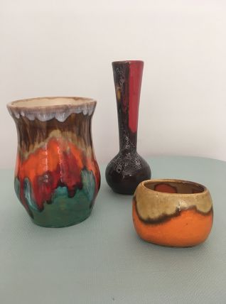 Lot de 3 vases en céramique vintage