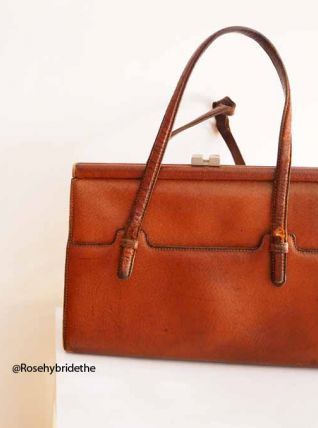 Sac à main en cuir vintage 50's 60's