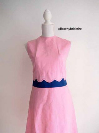 Robe babydoll mod Twiggy rose vintage 60's