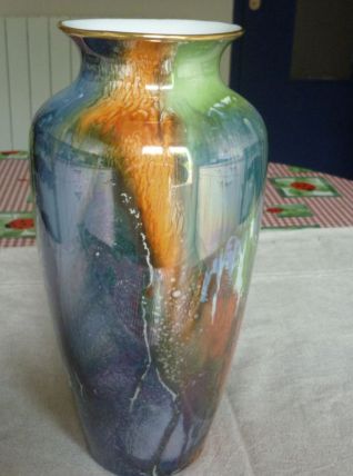 Vase en porcelaine vintage multicolore
