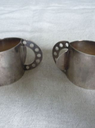2 ronds de serviette metal argente design