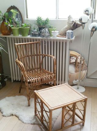 Fauteuil rotin vintage