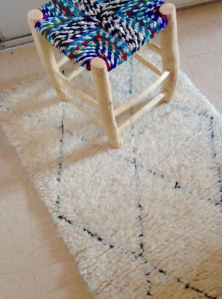 Tapis Béni ouarain Vintage  Azilal  fait main Petit  Format , piece unique 