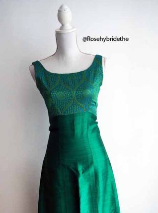 Robe longue de soirée moirée brocart vintage 1960's