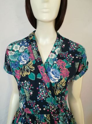 Robe porte-feuille vintage fleurie inspiration 50 taille 34 36