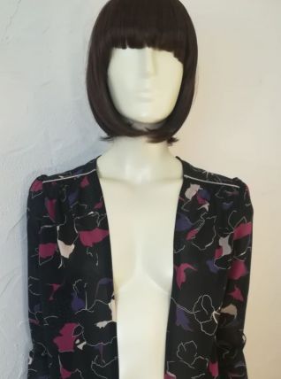Veste vintage 70ies façon chemisier fin imprimé choc pour fille chic taille 36-38-40