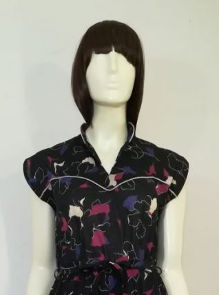 Robe vintage 70ies imprimé choc pour fille chic taille 36-38-40 
