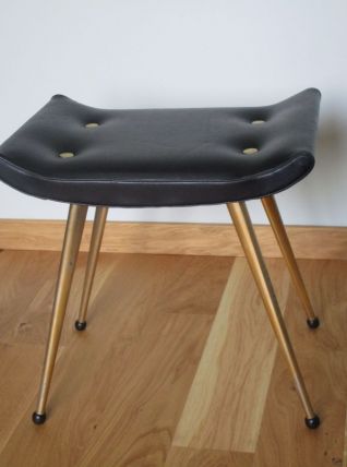 Tabouret ou repose pied en skaï à pied compas