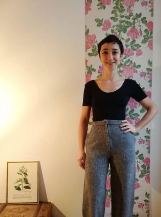 Angèle - Pantalon Max Mara vintage en laine gris chiné 