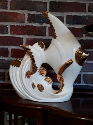 grand poisson porcelaine art deco