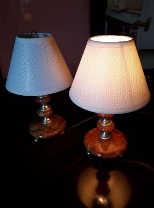 duo de petites lampes de chevet en marbre