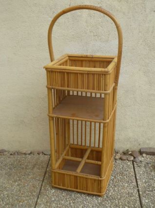 panier porte bouteille en bambou , vintage