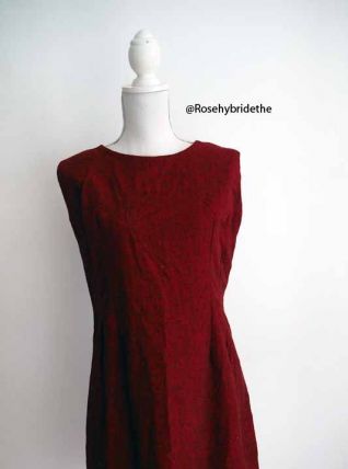 Robe en laine rouge chiné vintage 60's