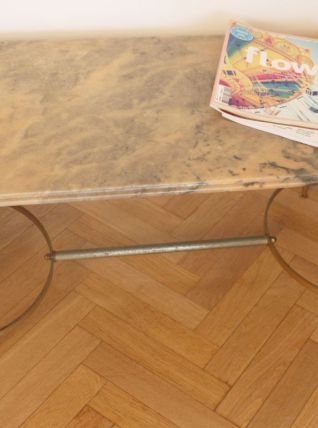 Table basse marbre rose et gris années 50/60