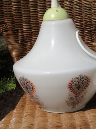 Suspension verre poli ou opaline décor cachemire hauteur 25 