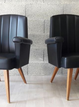 Paire de fauteuils scandinaves noir