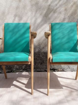 Paire de fauteuils scandinaves verts