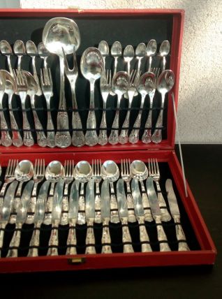 Ménagère 51 pièces vintage métal argenté  20e siècle